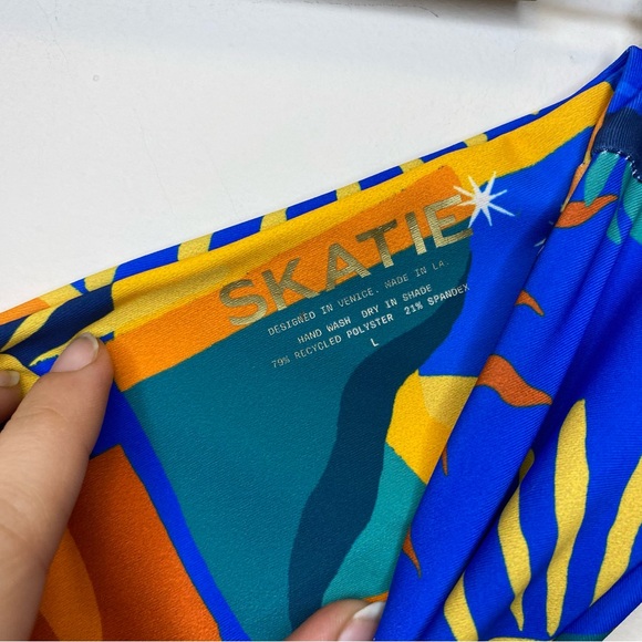 SKATIE NEW Mandi Cheeky Bikini Bottom in Palermo Print Blue Orange Sz Large - Picture 5 of 9